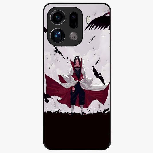 Crimson Crow Ascension Glass Case showing flat back view with mystical crow artwork and glossy glass finish.