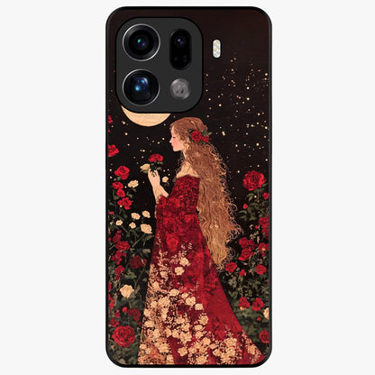 Crimson Dreams Glass Case showing flat back view with dreamy crimson artwork and glossy glass finish.