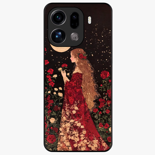 Crimson Dreams Glass Case showing flat back view with dreamy crimson artwork and glossy glass finish.
