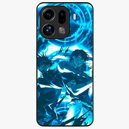 Cursed Energy Clash Glass Case showing flat back view with intense cursed energy artwork and glossy glass finish.