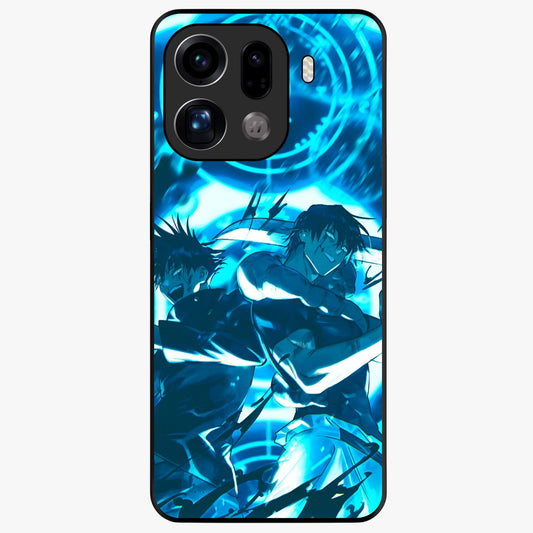 Cursed Energy Clash Glass Case showing flat back view with intense cursed energy artwork and glossy glass finish.
