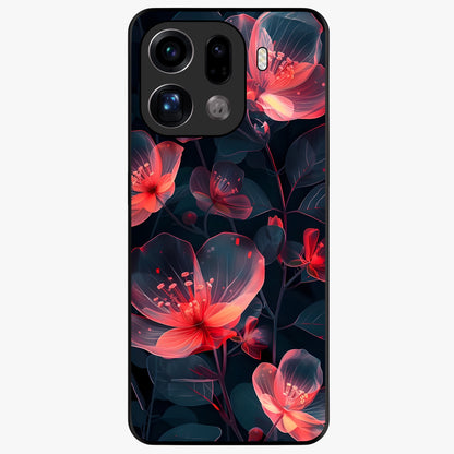 Dark Shade of Flower Glass Case showing flat back view with elegant dark floral artwork and glossy glass finish.
