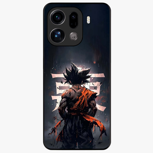 Dark Warrior In Rain Glass Case showing flat back view with warrior artwork in rainy atmosphere and glossy glass finish.