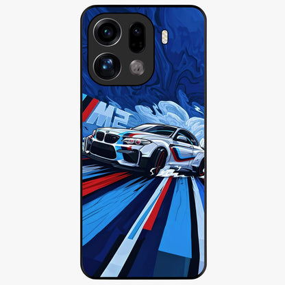 Drift Power Rush Glass Case showing flat back view with dynamic racing inspired artwork and glossy glass finish.