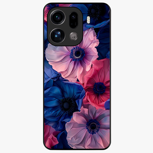 Flower Paper Art Pattern Glass Case showing flat back view with paper cut style floral artwork and glossy glass finish.