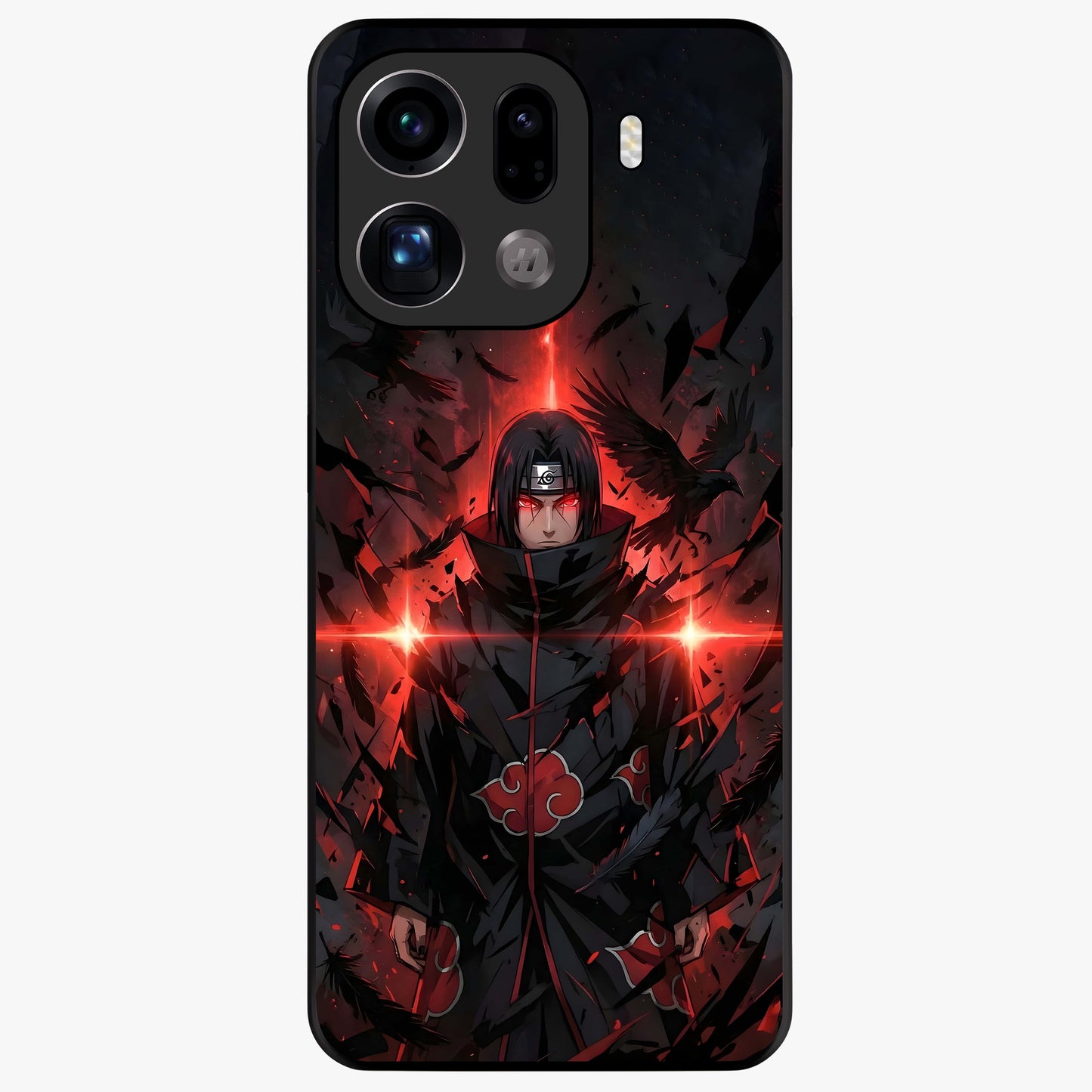 Focused Blade Discipline Glass Case showing flat back view with warrior sword themed artwork and glossy glass finish.