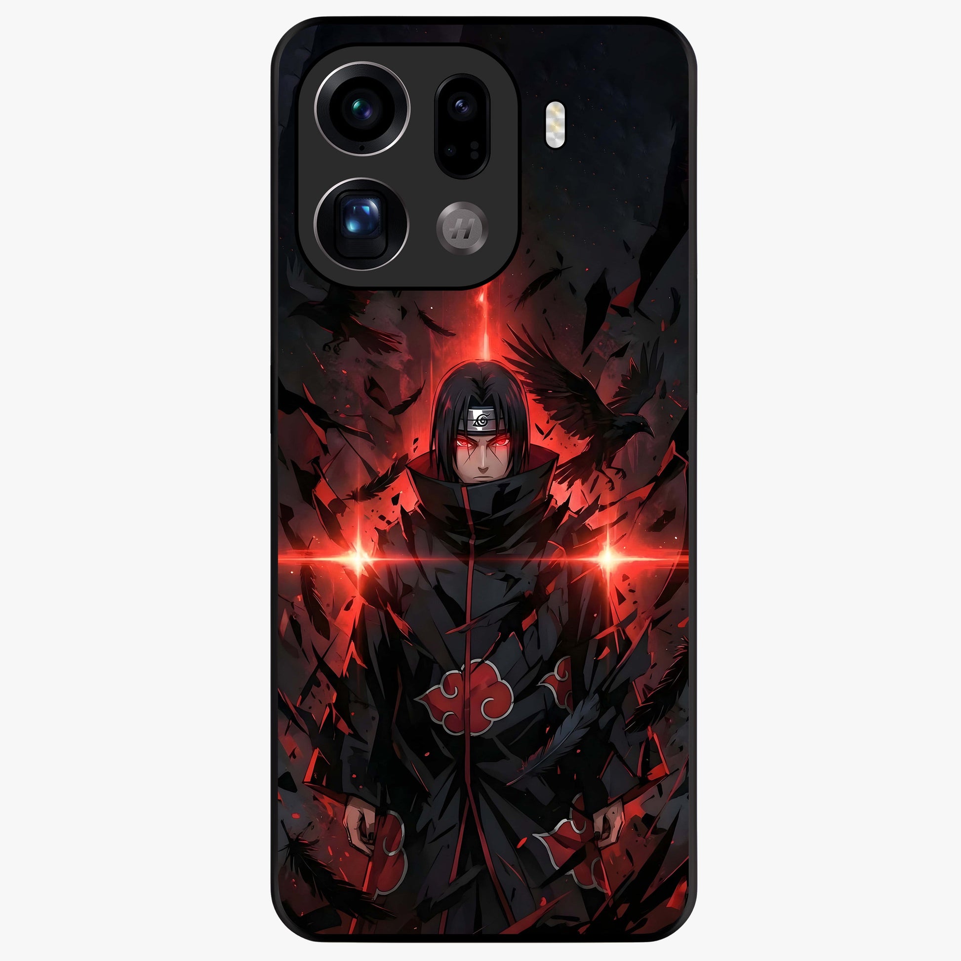 Focused Blade Discipline Glass Case showing flat back view with warrior sword themed artwork and glossy glass finish.