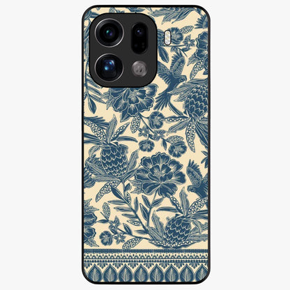 Heirloom Wild Bloom Glass Case showing flat back view with vintage inspired wild flower artwork and glossy glass finish.