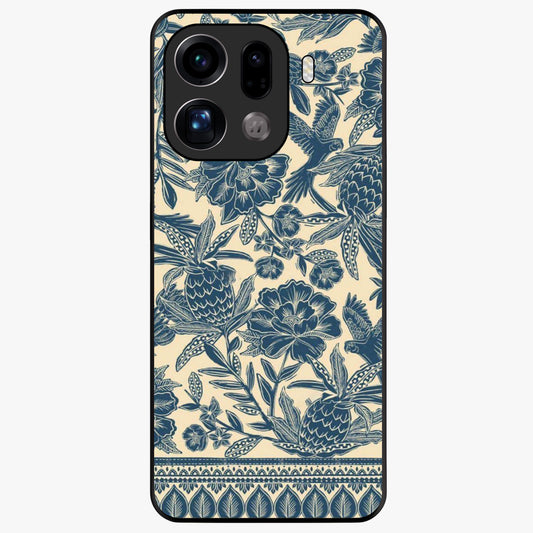 Heirloom Wild Bloom Glass Case showing flat back view with vintage inspired wild flower artwork and glossy glass finish.