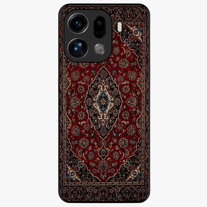 Heritage Carpet Royale Glass Case showing flat back view with ornate Persian carpet inspired pattern and glossy glass finish.