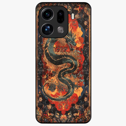 Inferno Dragon Soul Glass Case showing flat back view with fiery dragon artwork and glossy glass finish.