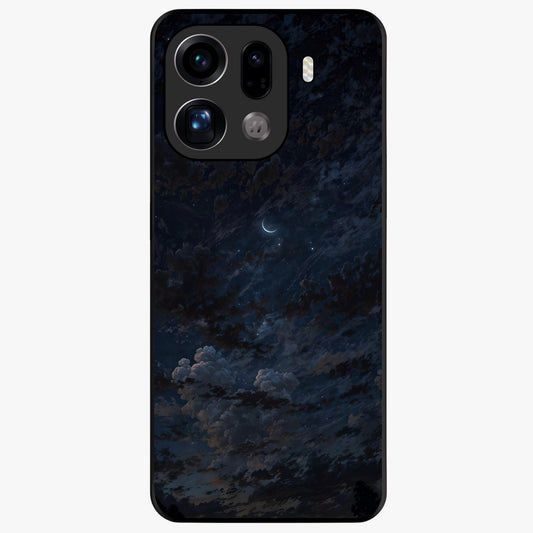 Lunar Veil Silence Glass Case showing flat back view with mystical moon veil artwork and glossy glass finish.