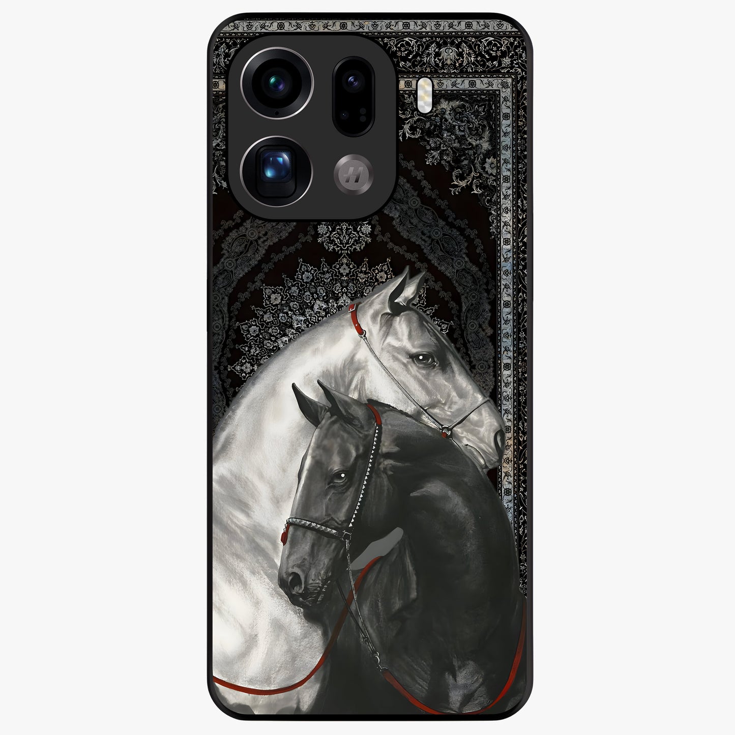 Majestic Ride Legacy Glass Case showing flat back view with powerful automotive inspired artwork and glossy glass finish.