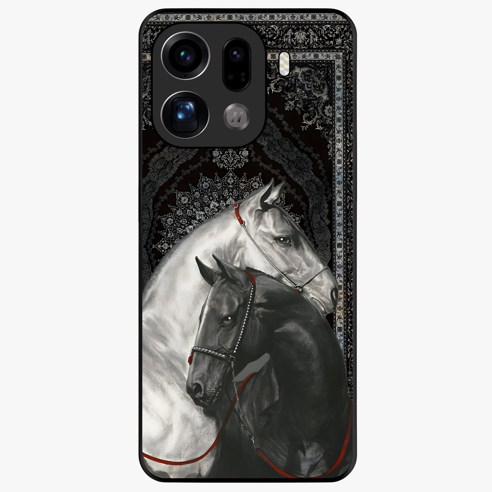 Majestic Ride Legacy Glass Case showing flat back view with powerful automotive inspired artwork and glossy glass finish.