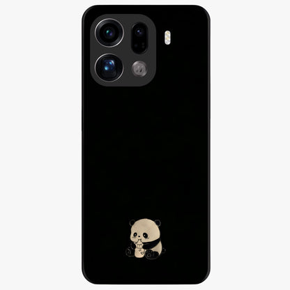 Midnight Panda Love Glass Case showing flat back view with cute panda themed artwork and glossy glass finish.