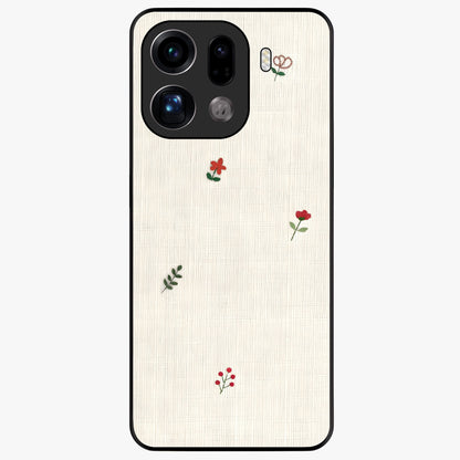 Minimal Petal Whispers Glass Case showing flat back view with soft minimal floral artwork and glossy glass finish.
