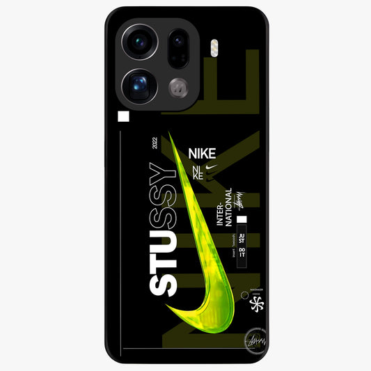 Neon Street Edition Glass Case showing flat back view with neon street style artwork and glossy glass finish.