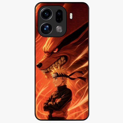 Nine Tails Legacy Glass Case showing flat back view with powerful nine-tailed fox inspired artwork and glossy glass finish.