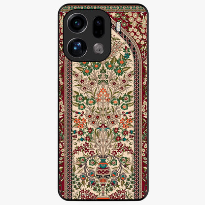 Persian Inspired Glass Case showing flat back view with ornate Persian style pattern artwork and glossy glass finish.