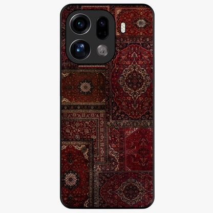 Persian Velvet Tale Glass Case showing flat back view with luxurious Persian velvet pattern artwork and glossy glass finish.