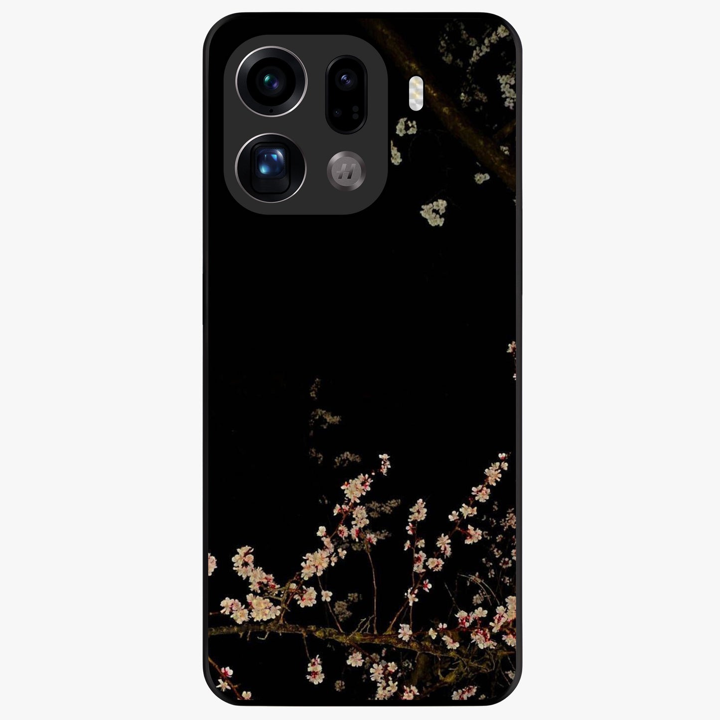 Petal Moon Light With Custom Name Glass Case showing flat back view with floral moonlight artwork and personalized name design.