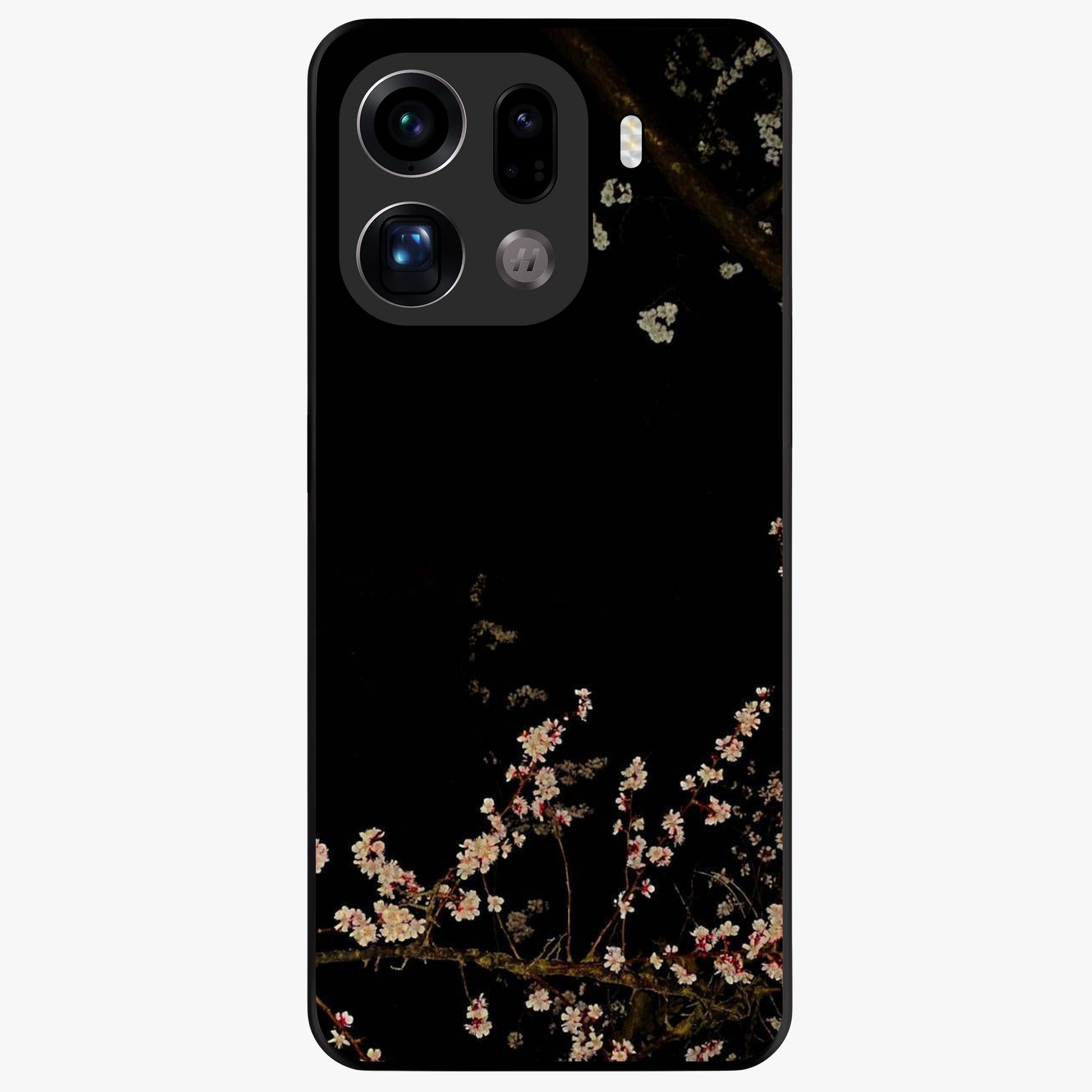Petal Moon Light With Custom Name Glass Case showing flat back view with floral moonlight artwork and personalized name design.