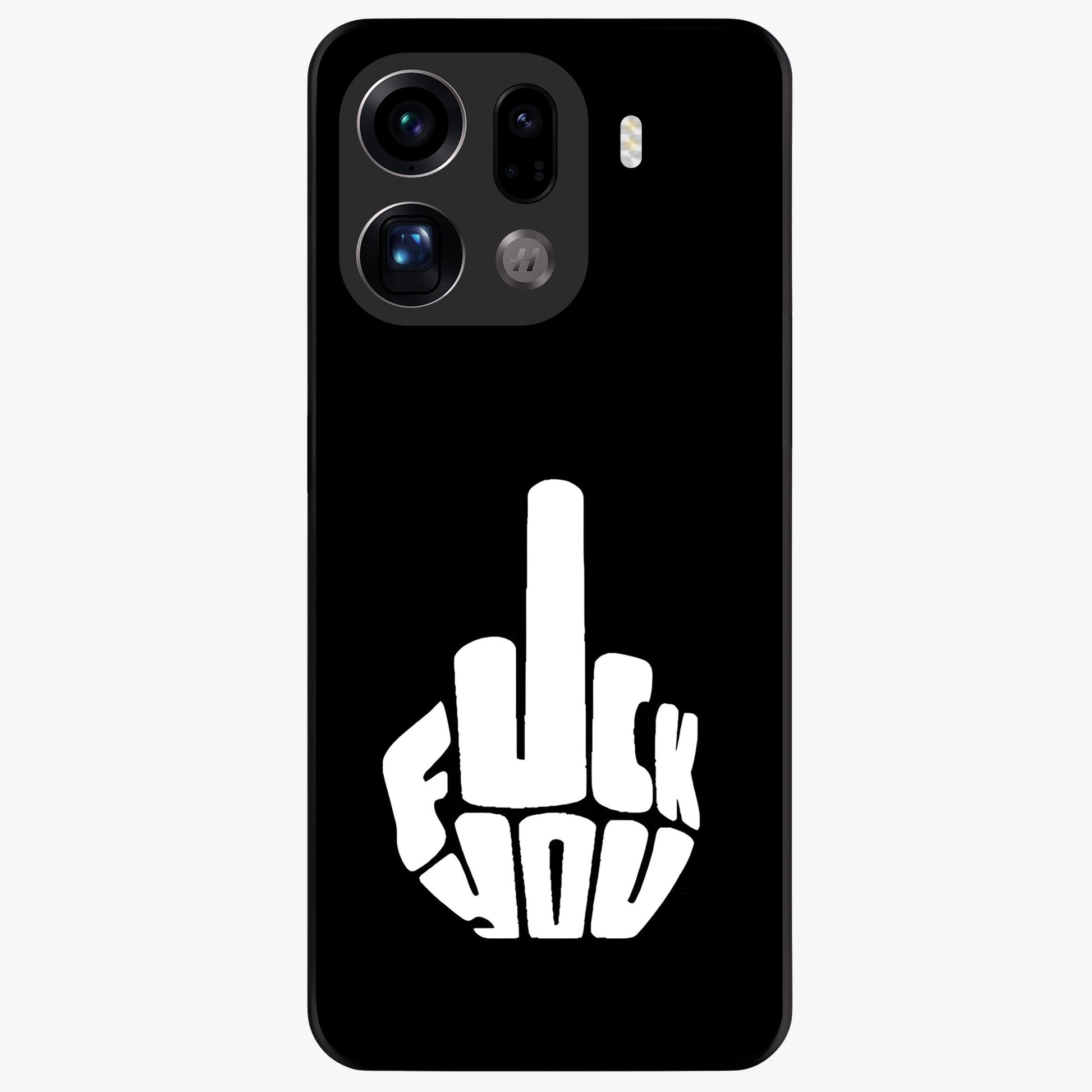 Rebel Mode On Glass Case showing flat back view with bold rebellious typography artwork and glossy glass finish.