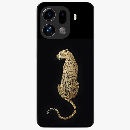 Regal Leopard Glass Case showing flat back view with bold leopard artwork and glossy glass finish.