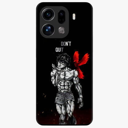 Rise Beyond Limits Glass Case showing flat back view with motivational typography artwork and glossy glass finish.