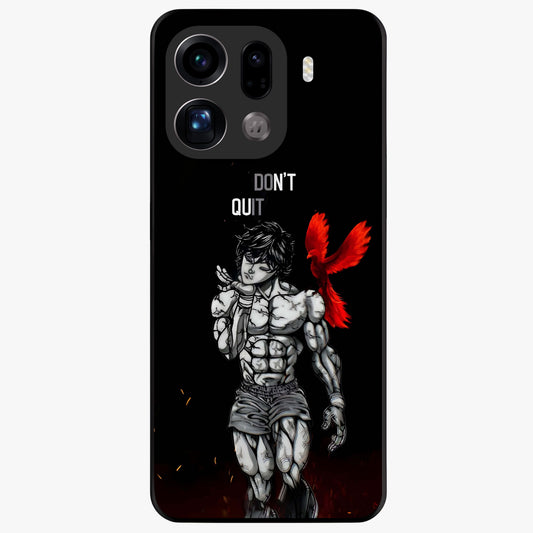 Rise Beyond Limits Glass Case showing flat back view with motivational typography artwork and glossy glass finish.
