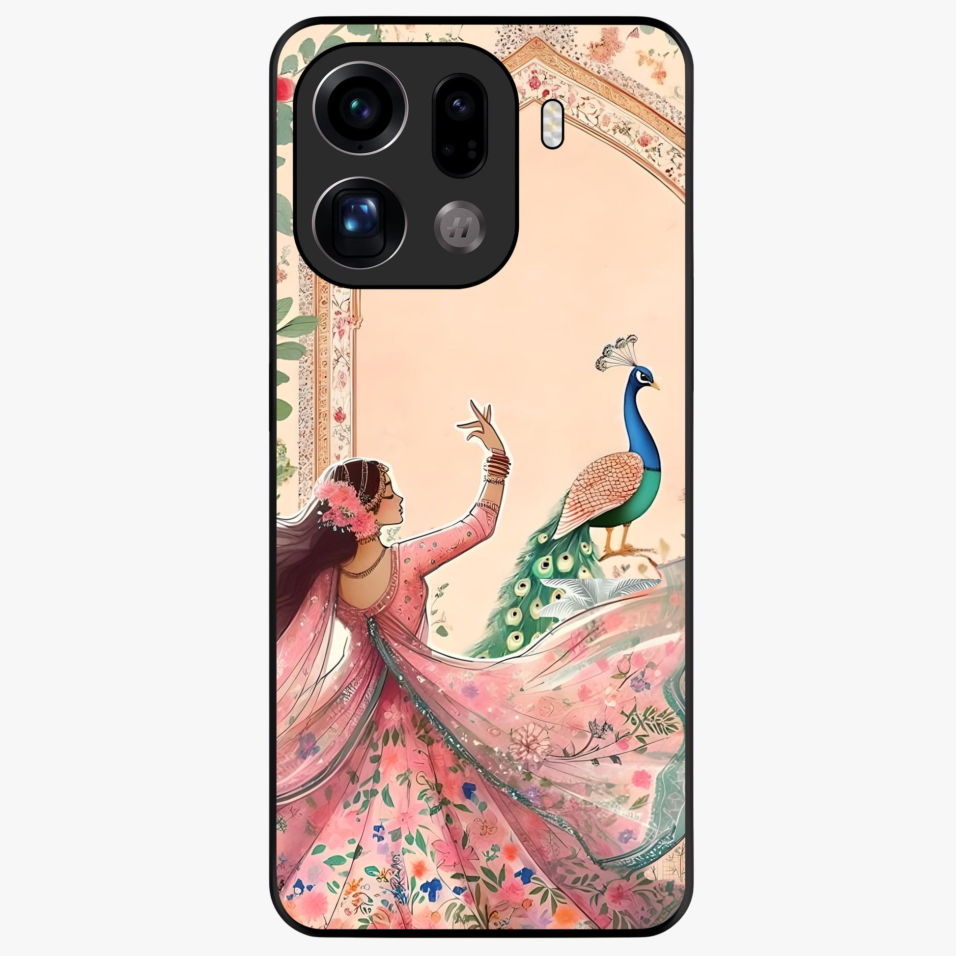 Royal Grace Muse Glass Case showing flat back view with elegant artistic artwork and glossy glass finish.