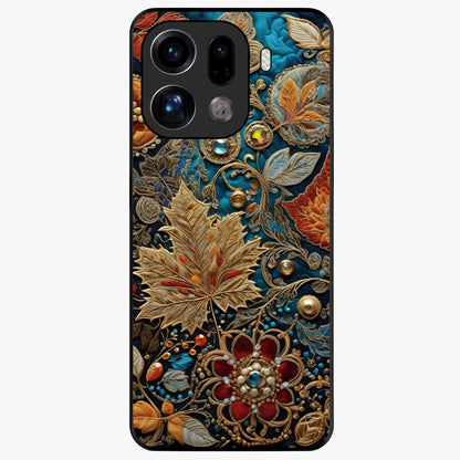 Royal Jewel Garden Glass Case showing flat back view with decorative floral garden artwork and glossy glass finish.