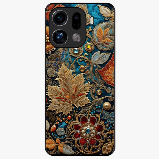 Royal Jewel Garden Glass Case showing flat back view with decorative floral garden artwork and glossy glass finish.