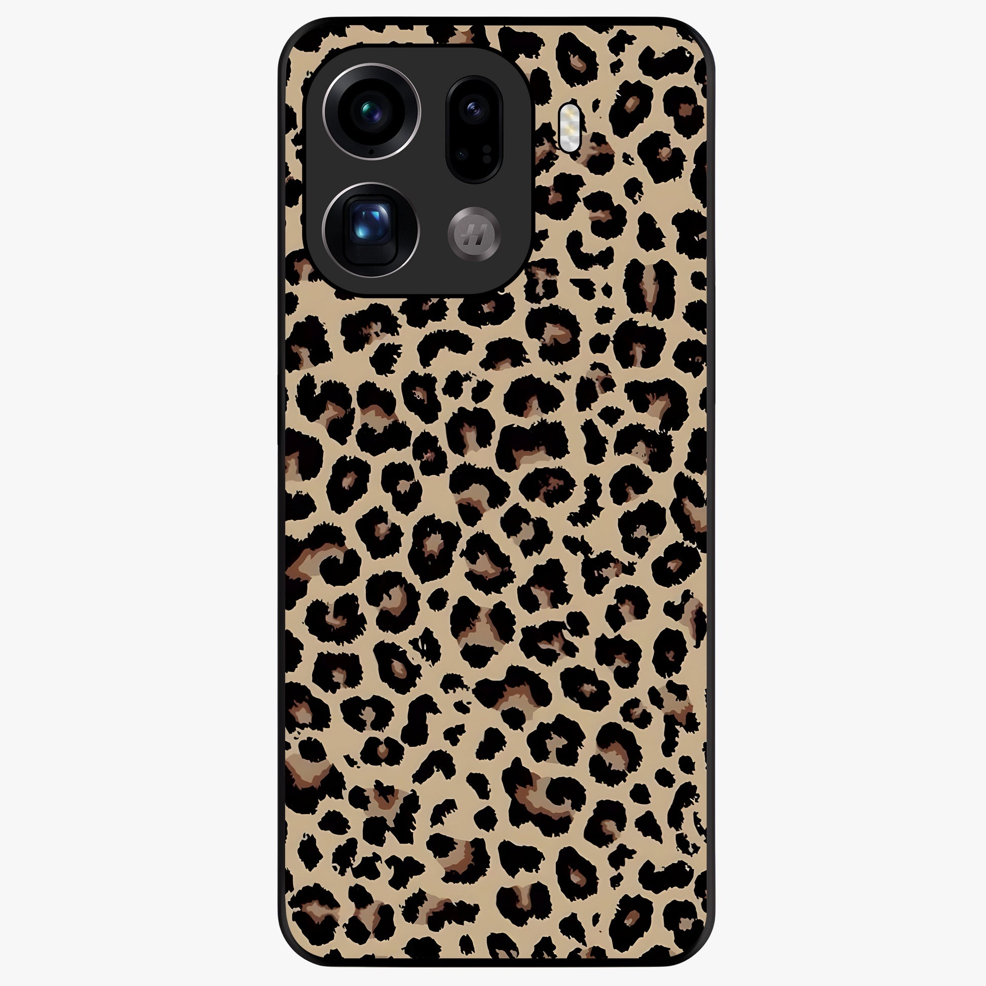 Savage Chic Pattern Glass Case showing flat back view with stylish patterned artwork and glossy glass finish.