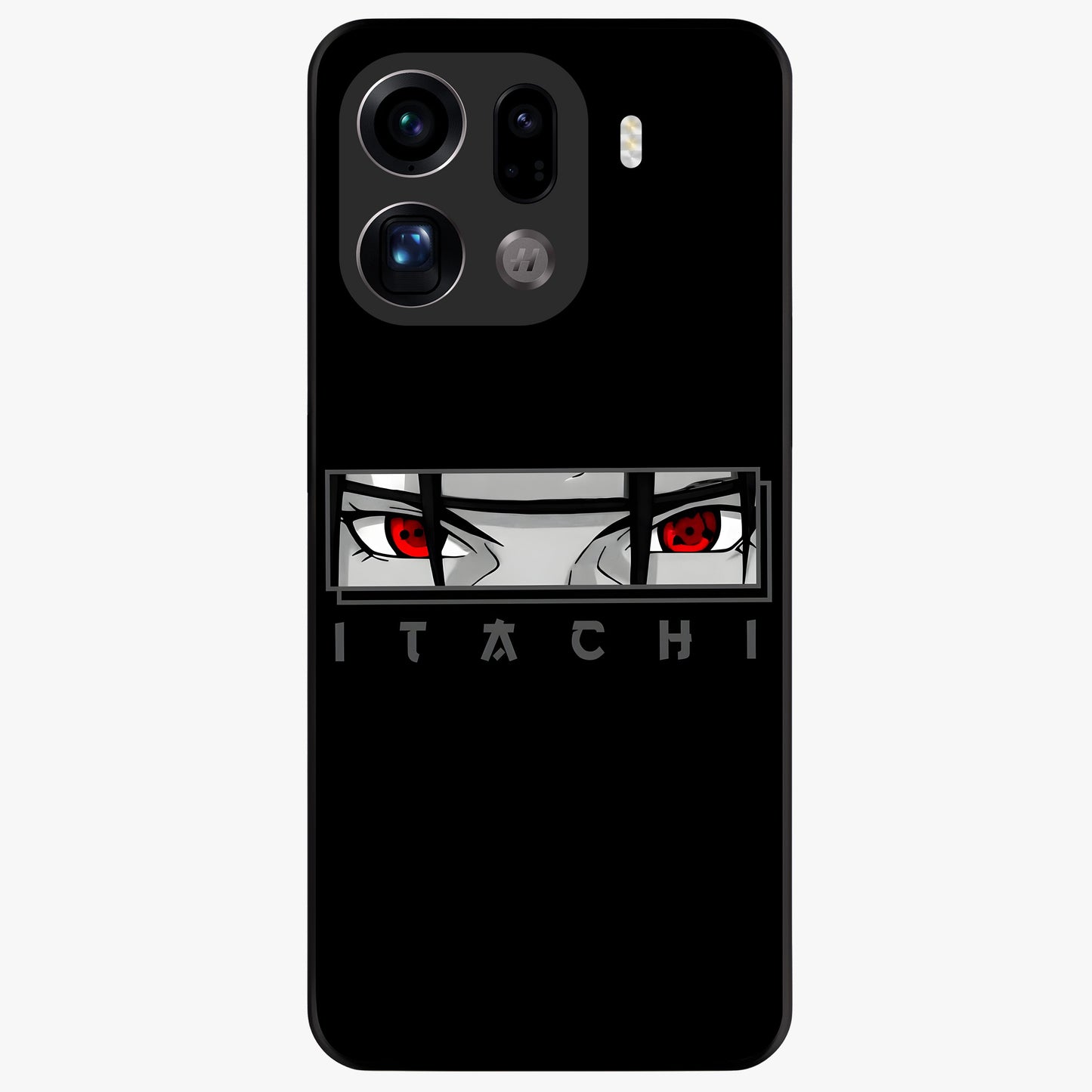 Scarlet Gaze Dominance Glass Case showing flat back view with striking red themed artwork and glossy glass finish.