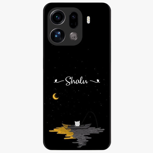 Silent Night Row Glass Case showing flat back view with calm night themed artwork and glossy glass finish.