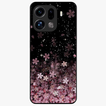 Small Starry Flowers Glass Case showing flat back view with delicate starry floral artwork and glossy glass finish.