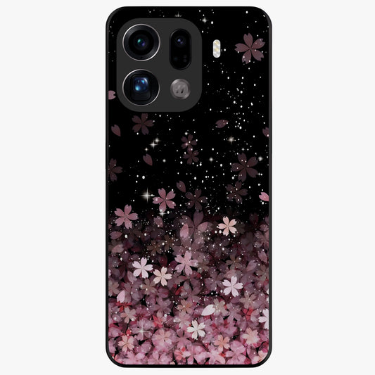 Small Starry Flowers Glass Case showing flat back view with delicate starry floral artwork and glossy glass finish.