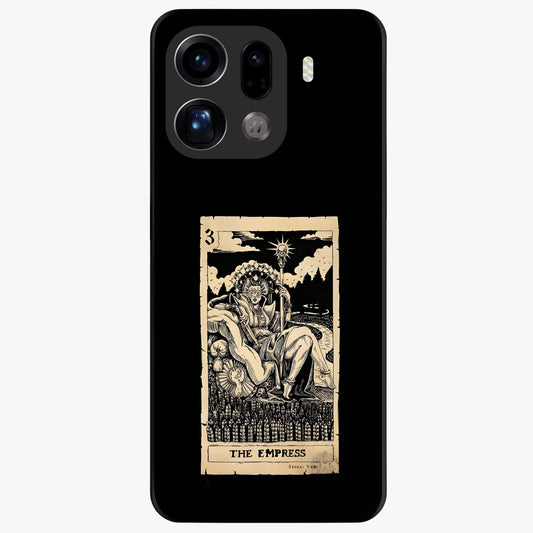 The Empress Glass Case showing flat back view with regal feminine artwork and glossy glass finish.
