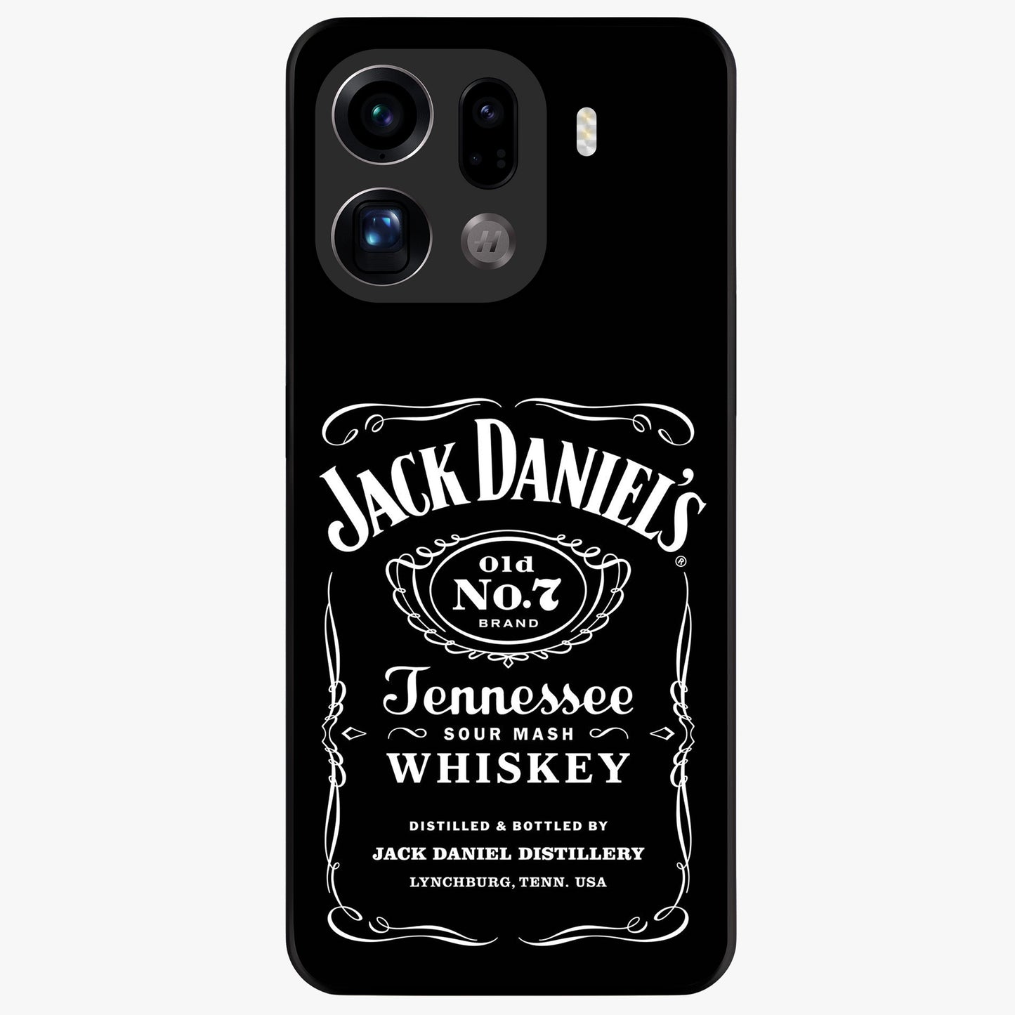 Vintage Whiskey Heritage Glass Case showing flat back view with classic whiskey inspired artwork and glossy glass finish.