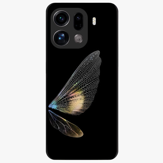 Whispers Of Wings Glass Case showing flat back view with graceful wing inspired artwork and glossy glass finish.