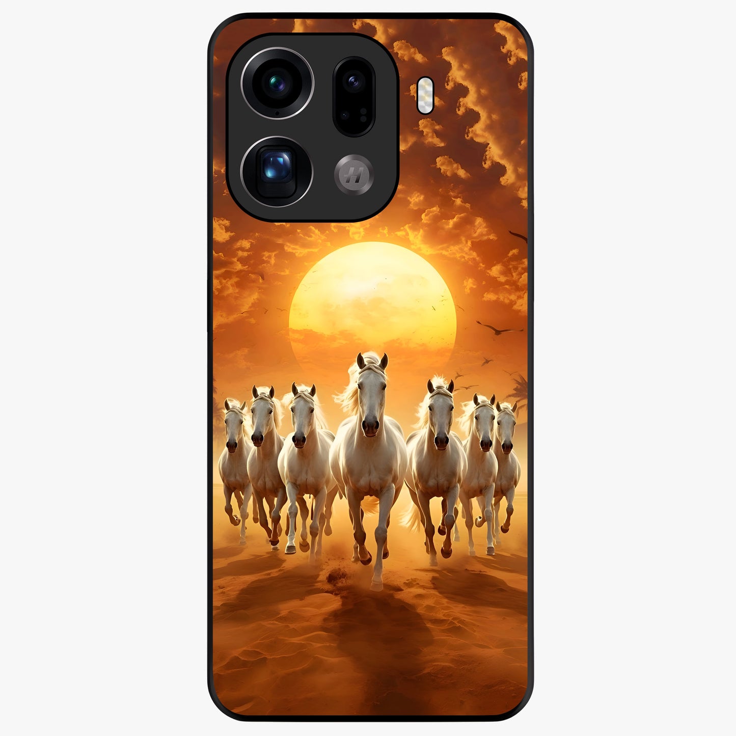 Wild Sunset Majesty Glass Case showing flat back view with majestic sunset landscape artwork and glossy glass finish.