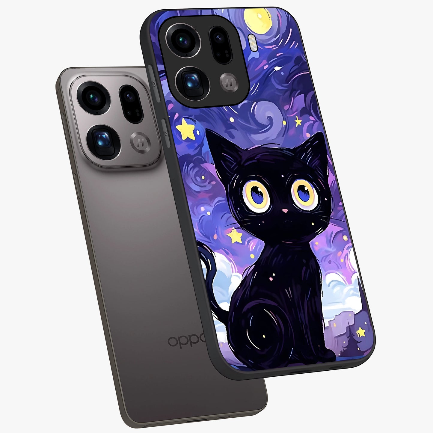 Abstract Cat Art Glass Case displayed in angled mockup highlighting modern abstract cat artwork and sleek glass surface.