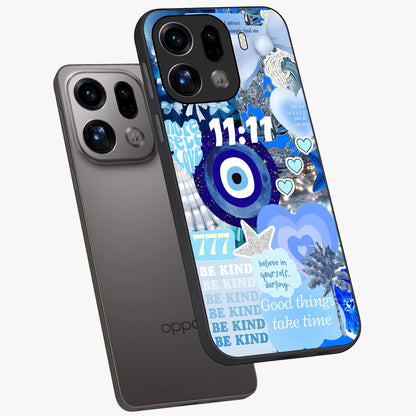 Aesthetic Be Kind Eye Glass Case displayed in angled mockup highlighting aesthetic eye design and inspirational vibe.