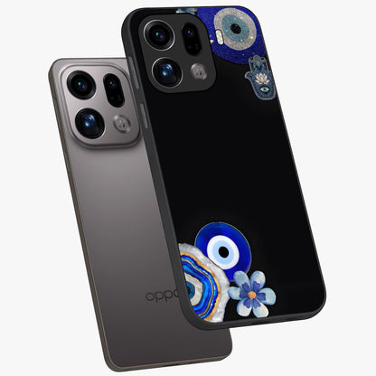 Aesthetic Blue Evil Eye Glass Case displayed in angled mockup highlighting blue evil eye symbol and spiritual aesthetic design.