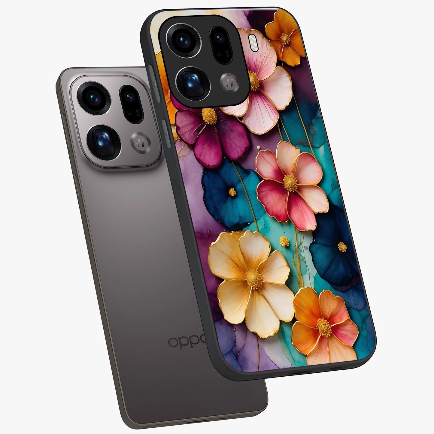 Artlyn Grace Flower Pattern Glass Case displayed in angled mockup highlighting delicate flower pattern design and smooth glass surface.