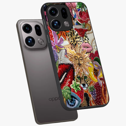 Beaded Fashion Jungle Glass Case displayed in angled mockup highlighting colorful fashion bead design and artistic pattern.