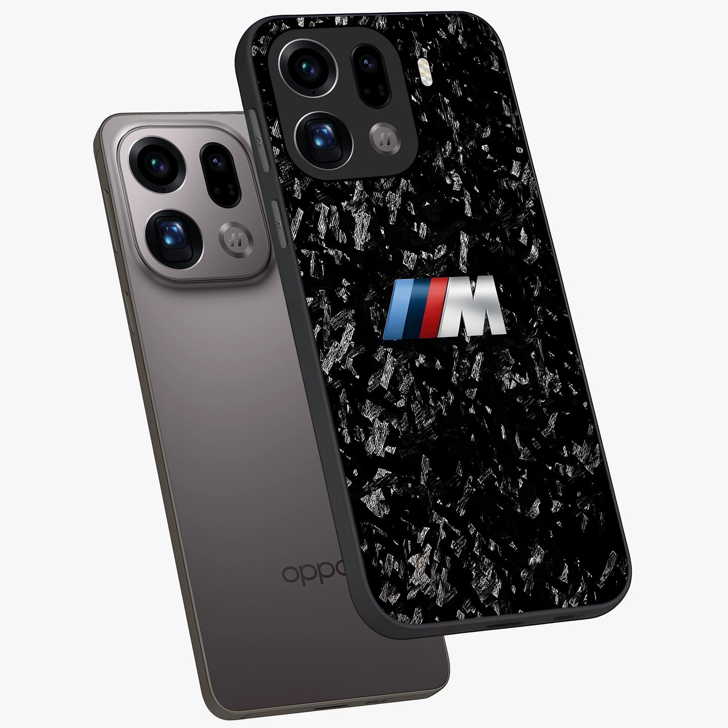 Carbon Speed Mark Glass Case displayed in angled mockup highlighting racing inspired carbon design and sleek aesthetic style.