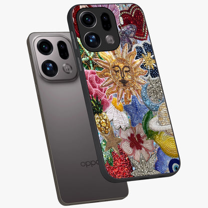Celestial Floral and Playful Glass Case displayed in angled mockup highlighting playful floral design with dreamy celestial elements.
