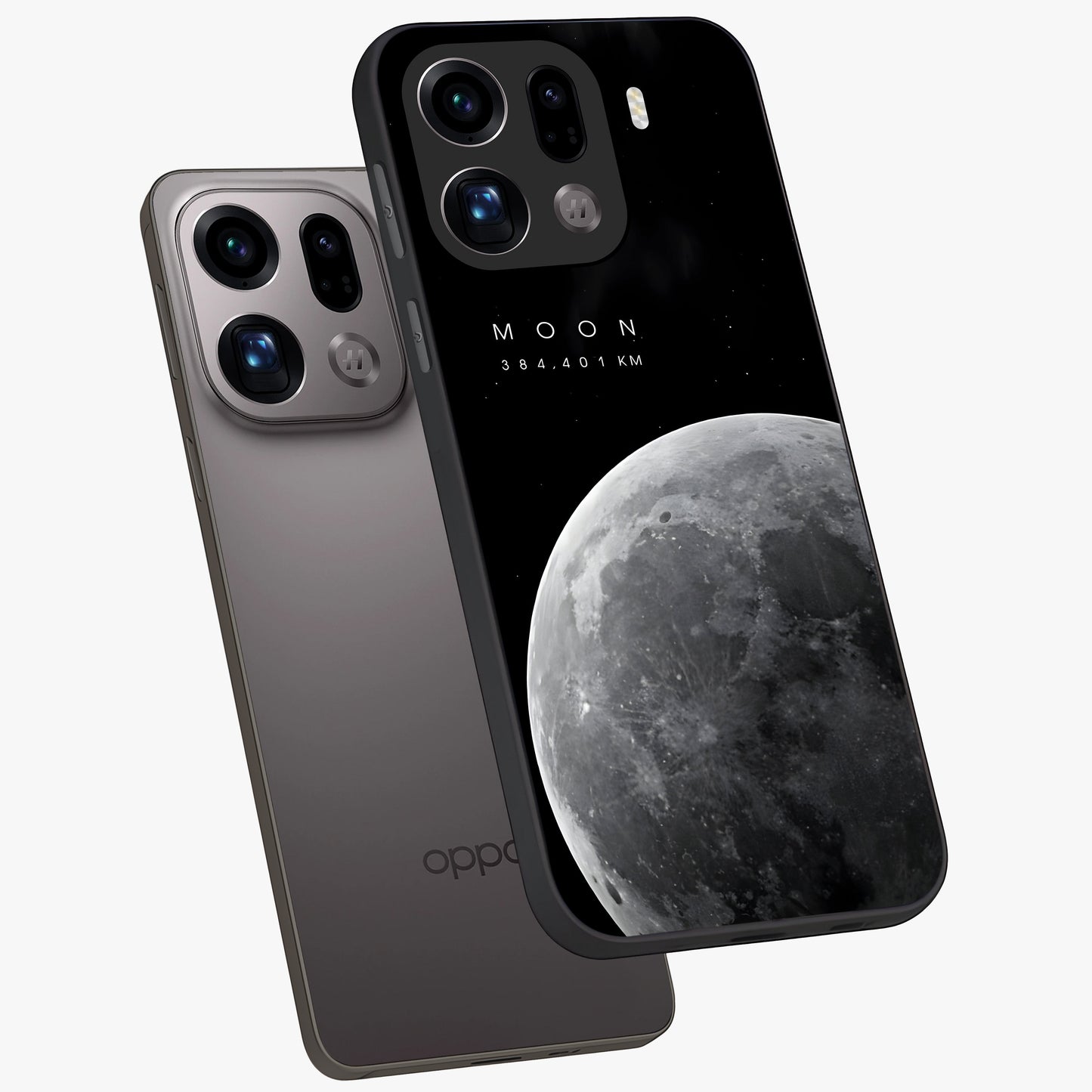 Cosmic Moon Glow Glass Case displayed in angled mockup highlighting celestial moon design with cosmic aesthetic theme.